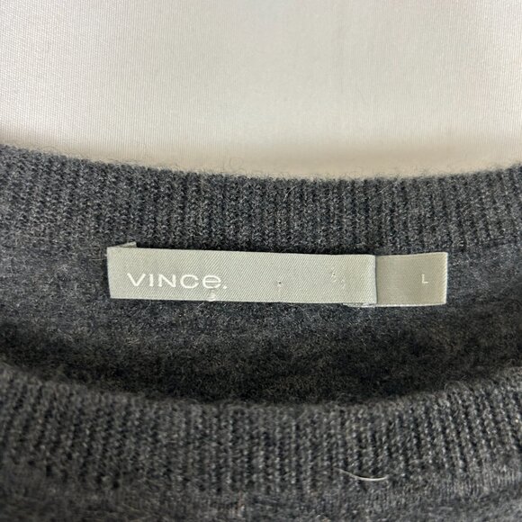 Vince Cashmere Gray Sweater L Crew Neck Classic - Picture 5 of 6